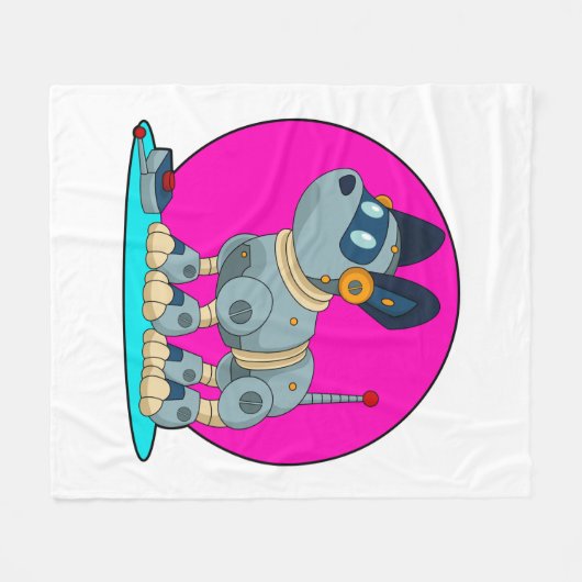 Hund als Roboter Fleecedecke (Vorderseite (Horizontal))