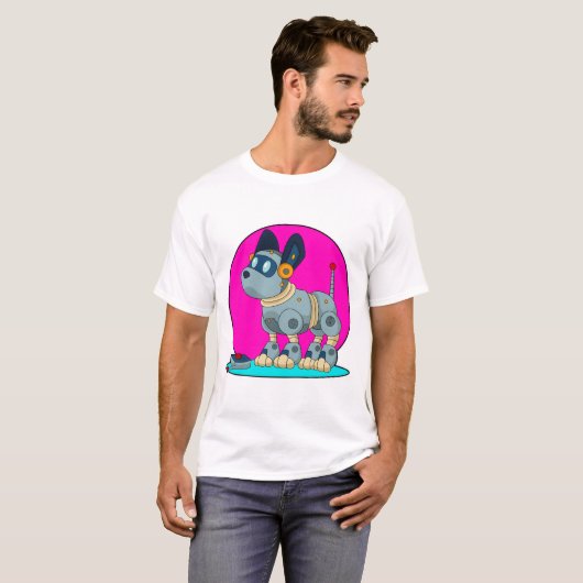 Hund als Roboter T-Shirt (Vorne ganz)