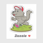 Hund als Runner mit Cap Aufkleber (Blatt)