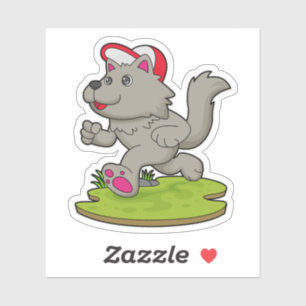 Hund als Runner mit Cap Aufkleber