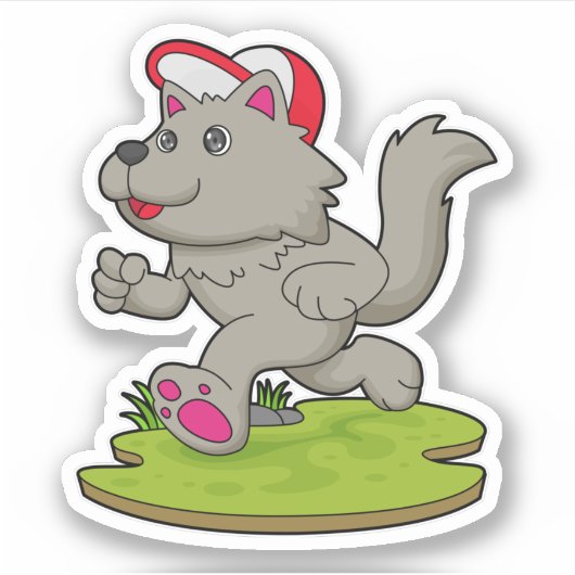 Hund als Runner mit Cap Aufkleber (Vorderseite)