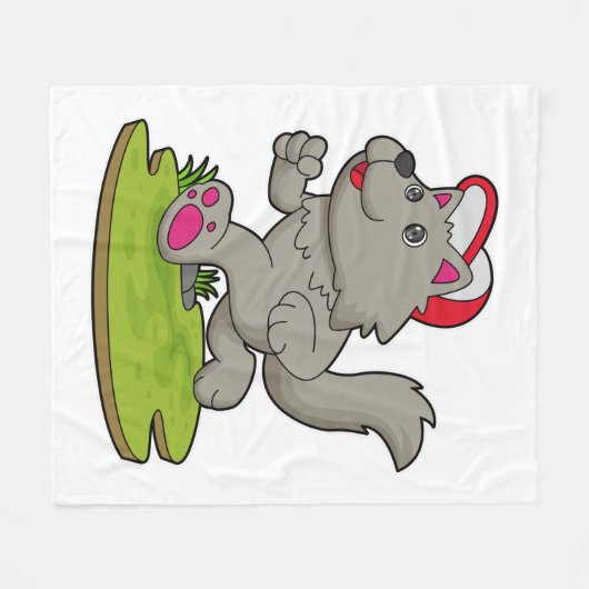 Hund als Runner mit Cap Fleecedecke (Vorderseite (Horizontal))