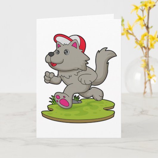 Hund als Runner mit Cap Karte (Gelbe Blume)