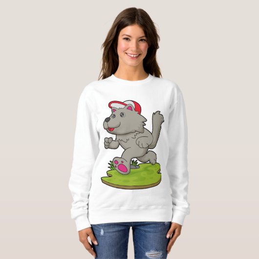 Hund als Runner mit Cap Sweatshirt (Vorne ganz)