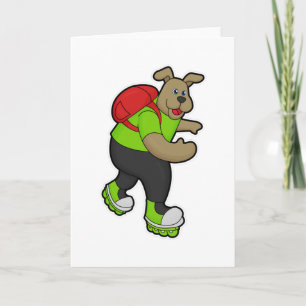 Hund als Skater mit Inline-Skaten und Rucksack Karte