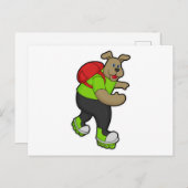 Hund als Skater mit Inline-Skaten und Rucksack Postkarte (Vorne/Hinten)