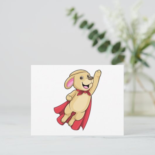 Hund als Superheld mit Kap Postkarte (Stehend Vorderseite)
