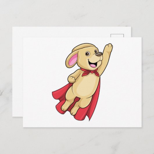 Hund als Superheld mit Kap Postkarte (Vorne/Hinten)