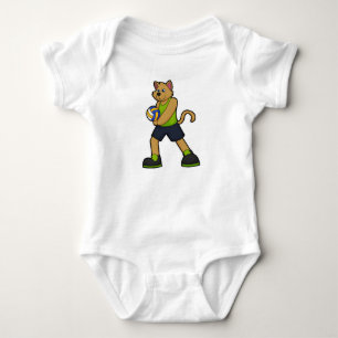 Hund als Volleyballspieler mit Volleyball Baby Strampler