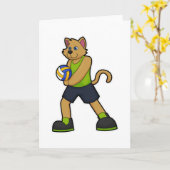 Hund als Volleyballspieler mit Volleyball Karte (Gelbe Blume)