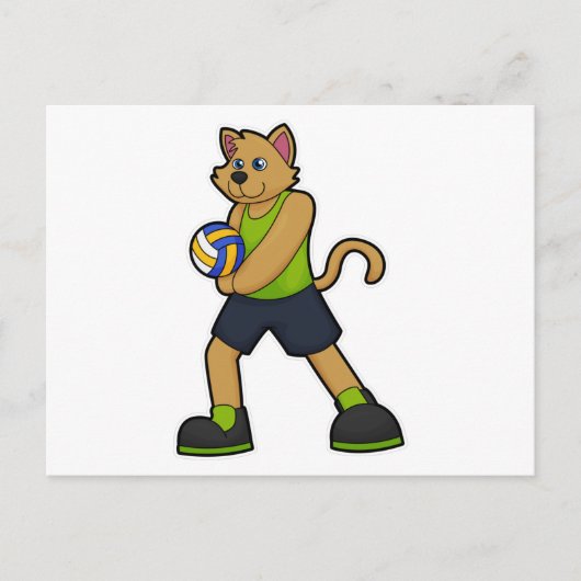 Hund als Volleyballspieler mit Volleyball Postkarte (Vorderseite)