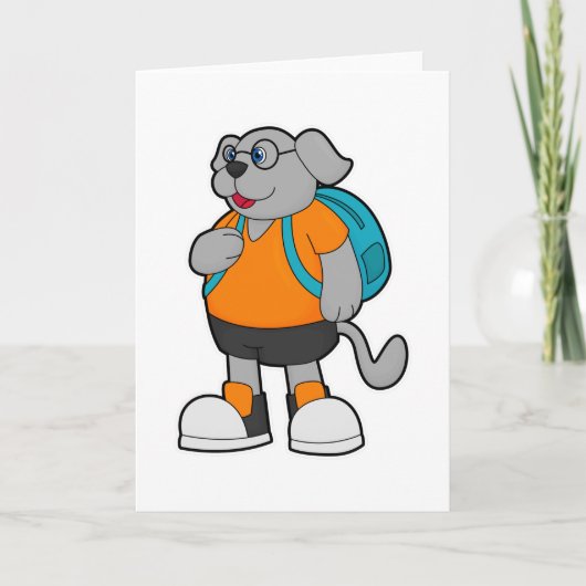 Hund als Wanderer mit Rucksack Karte (Vorderseite)