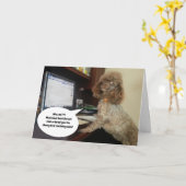 Hund am Computer, geben Sie der Katze die Schuld a Karte (Gelbe Blume)