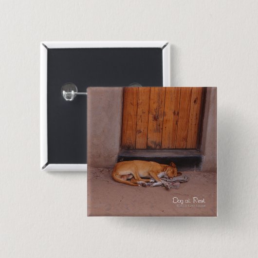 Hund am Erholung Square Button (Vorne & Hinten)