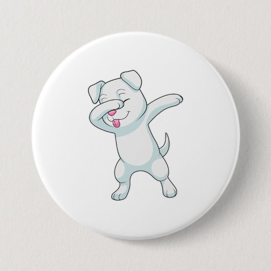 Hund am Hip Hop Dance Dab Button (Vorderseite)