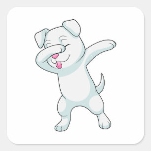 Hund am Hip Hop Dance Dab Quadratischer Aufkleber