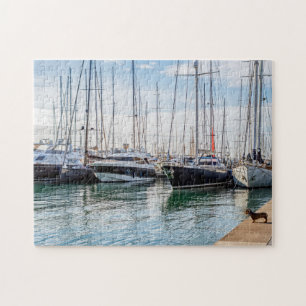 Hund am Paseo maritimo - Palma de Mallorca, Spanie Puzzle