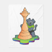 Hund am Schach mit Schachstück Königin Fleecedecke (Vorderseite)