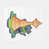 Hund am Schach mit Schachstück Königin Fleecedecke (Vorderseite (Horizontal))