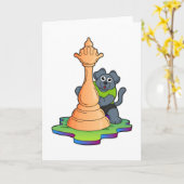 Hund am Schach mit Schachstück Königin Karte (Gelbe Blume)