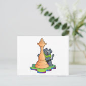 Hund am Schach mit Schachstück Königin Postkarte (Stehend Vorderseite)