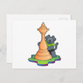 Hund am Schach mit Schachstück Königin Postkarte (Vorne/Hinten)