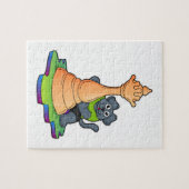 Hund am Schach mit Schachstück Königin Puzzle (Horizontal)