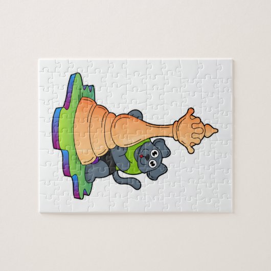 Hund am Schach mit Schachstück Königin Puzzle (Horizontal)