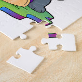 Hund am Schach mit Schachstück Königin Puzzle (Seite)