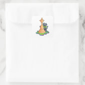 Hund am Schach mit Schachstück Königin Quadratischer Aufkleber (Tasche)