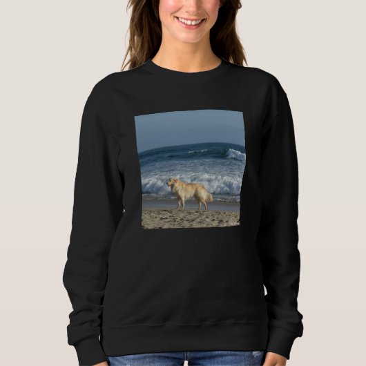 Hund am Strand Sweatshirt (Vorderseite)