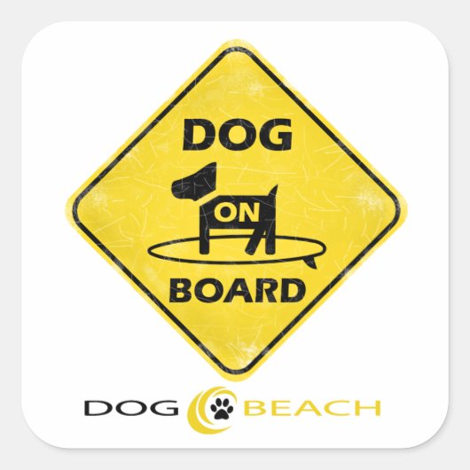 Hund an Bord Quadratischer Aufkleber (Vorderseite)