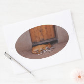 Hund an der Erholung Ovaler Aufkleber (Umschlag)