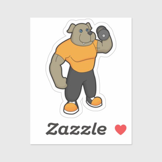 Hund an der Fitness mit Dumbell Aufkleber (Blatt)
