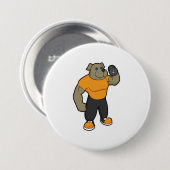 Hund an der Fitness mit Dumbell Button (Vorne & Hinten)