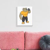 Hund an der Fitness mit Dumbell Leinwanddruck (Insitu (Wohnzimmer))