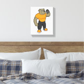 Hund an der Fitness mit Dumbell Leinwanddruck (Insitu (Schlafzimmer))