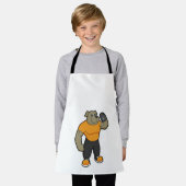 Hund an der Fitness mit Dumbell Schürze (Getragen)