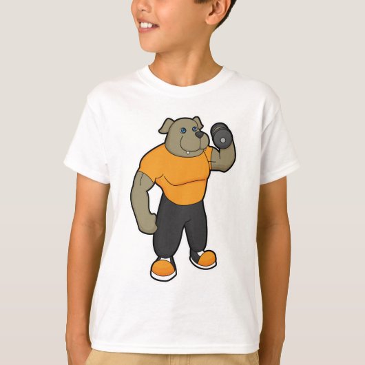 Hund an der Fitness mit Dumbell T-Shirt (Vorderseite)