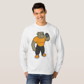 Hund an der Fitness mit Dumbell T-Shirt (Vorne ganz)