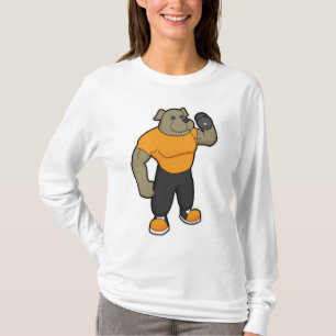 Hund an der Fitness mit Dumbell T-Shirt