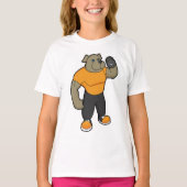 Hund an der Fitness mit Dumbell T-Shirt (Vorderseite)