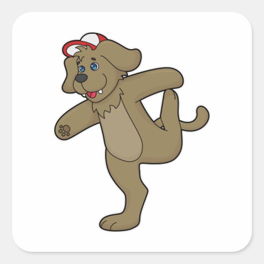 Hund an der Yoga-Fitness Quadratischer Aufkleber (Vorderseite)