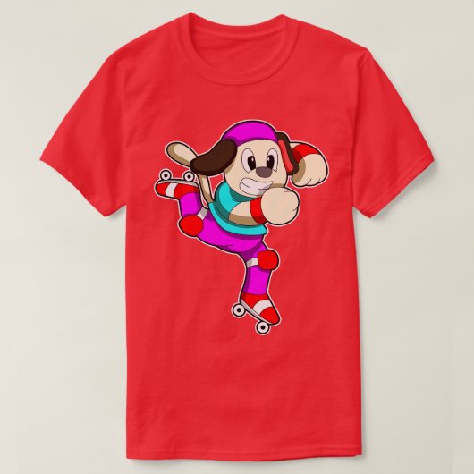 Hund an Inline-Skaten mit Inline-Skate-Cap T-Shirt (Design vorne)