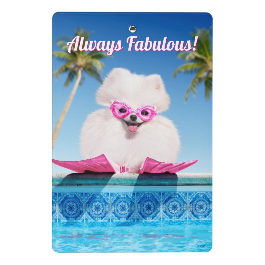 Hund an Schwimmern Mini Klemmbrett (Rückseite)