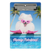 Hund an Schwimmern Mini Klemmbrett (Vorderseite)