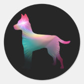 Hund anzeigen runder aufkleber (Vorderseite)