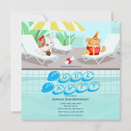 Hund Aquamarin Pool Party Geburtstagseinladung Einladung