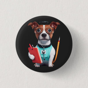 Hund arbeitet als Krankenpfleger, Hund trägt Krank Button