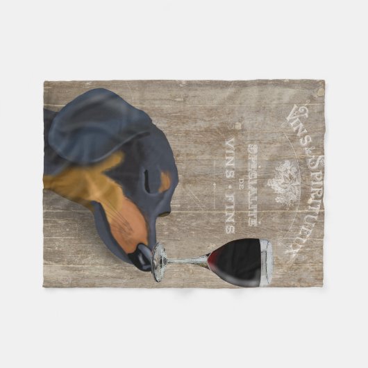 Hund Au Vin Dackel Fleecedecke (Vorderseite (Horizontal))